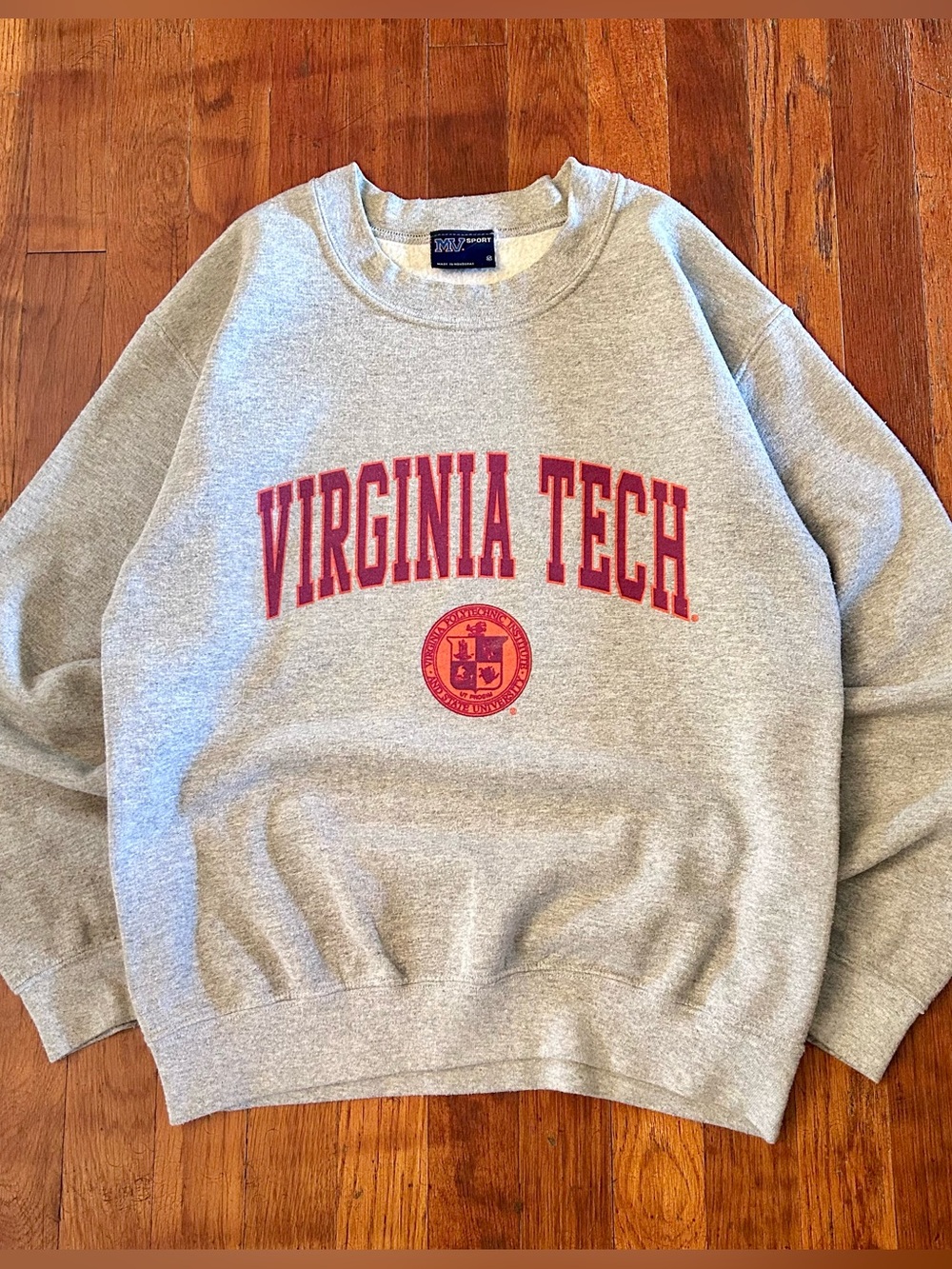 Vintage Y2K Virginia Tech VT Collegiate School Seal Gray Crewneck Sweatshirt S